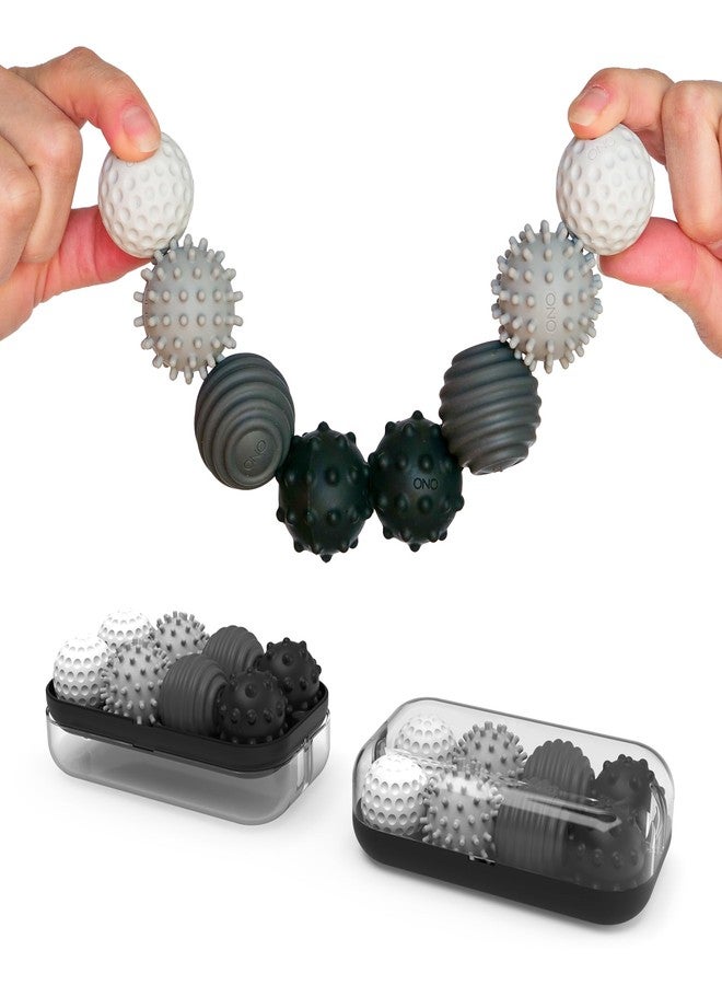 ONO Signets – Silicone Magnetic Balls with Textured Dimples, Bumps, and Waves | Fun to Play with Fidget Toy for Adults | Help Relieve Stress, Anxiety, Tension (Graphite, Set of 8) - Image 1